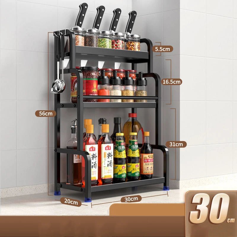 2/3Layers Kitchen Storage Rack Spice Racks Seasoning Shelf Condiments Knife Cutting Board Holder Drain Stand Storage Accessories - Macuisinebeny.com